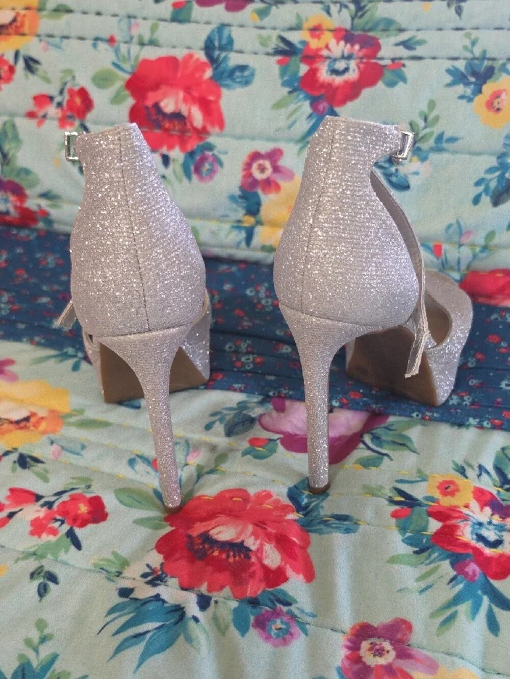 Gianni Bini Silver Glitter Platform Heels